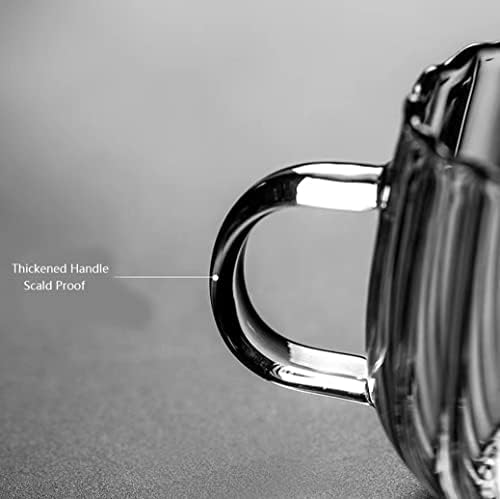 זכוכית כוסות עם ידית - שקוף אנכי דפוס עלה כותרת 11.8 עוז, עבור קפה תה חלב שתיית מים משקאות משרד