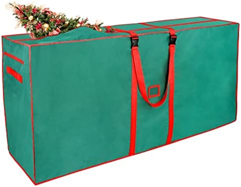 שקית אחסון עץ חג המולד 600 חומר אוקספורד עם כיס רוכסן בצד ידיות מחוזקות, כיסוי עץ חג המולד חסון מתאים 9 רגל.