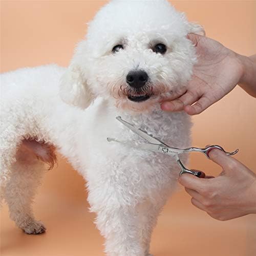 סט מספריים לטיפוח כלבים של ג ' מק, 4 נירוסטה בטיחות קצה עגול כלי טיפוח מקצועי לחיות מחמד ערכת 5 חלקים-מספריים
