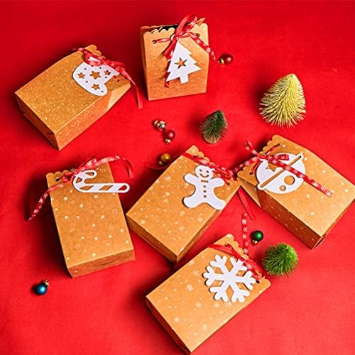גדול לבן מתנת שקיות 6 יחידות חג המולד מתנת קופסות סוכריות תיבת קראפט נייר שקיות גודי שקיות