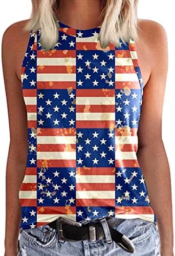 גופיות מיכל 4 ביולי לנשים אימון אימון דגל אמריקאי פטריוטי חולצות חולצות טוניקה ללא צוואר צווארון טוניקה