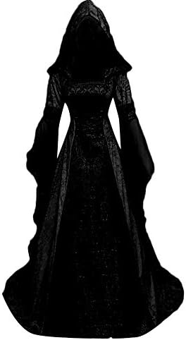 שמלת ברדס גותית של נשים ליל כל הקדושים מימי הביניים רטרו מכשפה גלימות קוספליי גלימות שמלת מסיבת