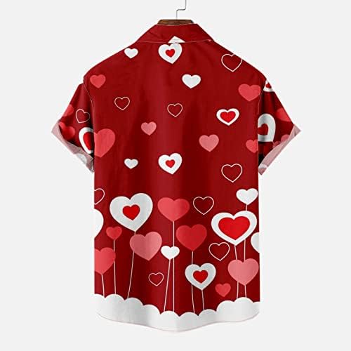 חולצות אהבה לגברים כפתור מלא מזדמן למטה שרוול קצר חולצת טשס לב חולצה גרפית מתנות ליום האהבה בשבילו