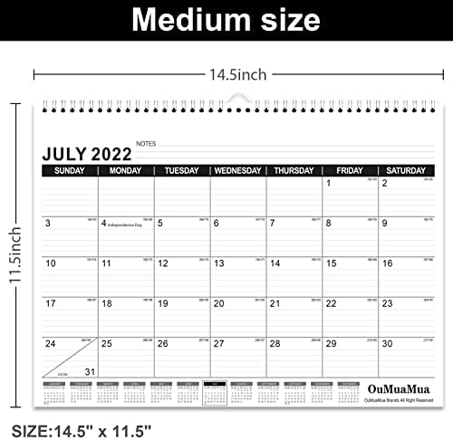 2022 לוח השנה הקיר: 18 לוח שנה חודשי מיולי 2022 עד דצמבר 2023, 14.5 x 11 אינץ