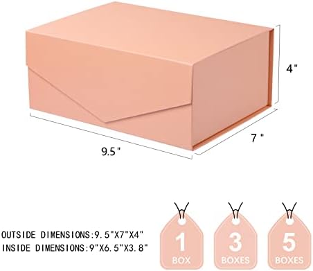 קופסת מתנה של ג 'ינמינג 9 על 6.5 על 3.8 אינץ', קופסת מתנה עם מכסה, קופסת מתנה ורודה ורודה, קופסת הצעת שושבינה,