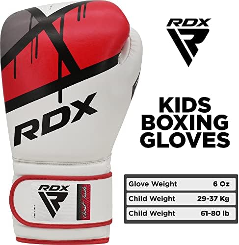 RDX כפפות אגרוף לילדים, 6 OZ אימונים אימונים, מאיה הסתר עור דקל מאוורר עור, MUAY תאילנדי דריכה MMA קיקבוקסינג,