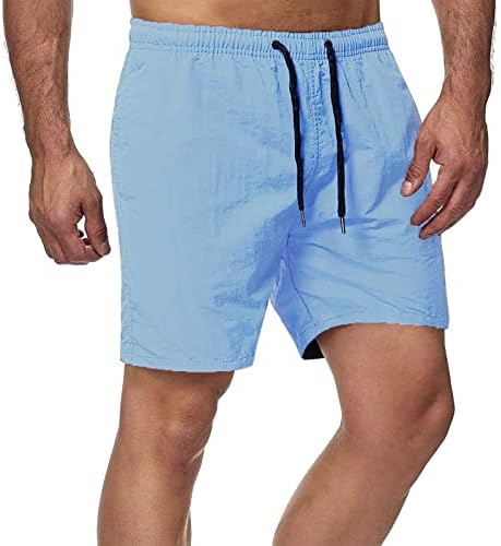 מכנסי ספורט קצרים לגברים מתאימים למכנסיים קצרים של חוף קיץ עם מותניים אלסטיים ומכנסי כדורסל בכיסים