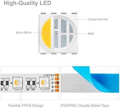 BTF תאורה 5050 RGBW RGB+לבן חם 4 צבעים ב 1 LED 5M 16.4ft 60LEDS/M אורות LED קלטת LED רב-צבעונית