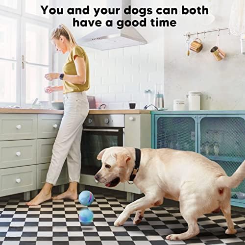 פלופי משודרג משודרג צעצועי כלבים אינטראקטיביים - כדור גלגול פעיל עמיד לשעמום כלבים עם נורות LED