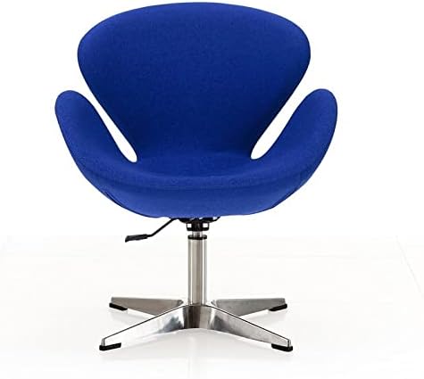 טור מ 'פטל אמצע המאה מודרני סלון עגול מושב עור מבטא כיסא, 22, סט של 2, כחול
