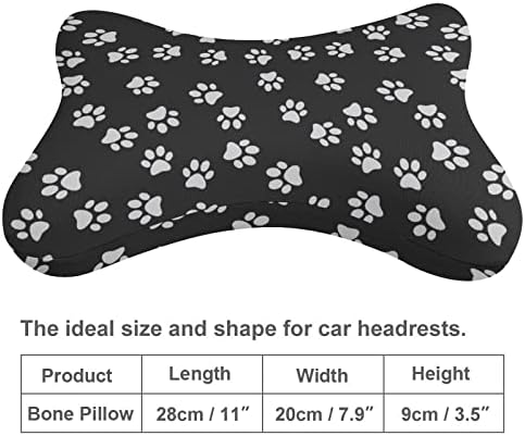 הדפסת כפה של כלב כרית צוואר מכונית כהה של 2 כריות משענת ראש אוטומטית בצורת עצם