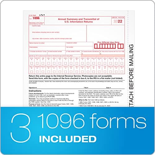 אדמס 1099 צורות שונות 2022, ערכת מס עבור 12 נמענים, 5 לייזר חלק 1099 טפסים, 3 1096, מעטפות חותם