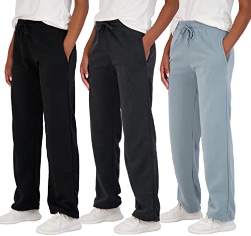 יסודות אמיתיים 3 מארז: מכנסי טרנינג תחתונים פתוחים לנשים בגזרה נינוחה-פנאי מזדמן