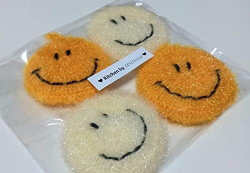 סט Msglobal של 4 חיוך פנים מבד כלים מקרצנים אקריליים מקרצנים ניקוי איכותי פרימיום למטבח)