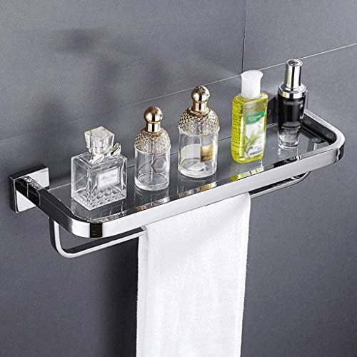 מדף JYDQM- מדף אמבטיה מזכוכית מחוסמת עם קיר מגבת אחסון מקלחת רכוב