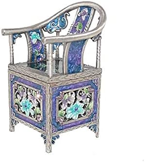 כיסא פרחוני מיניאטורי פסלון תכשיט, גלולה, קופסת תכשיטים אמייל באלמנטים של סברובסקי גבישים