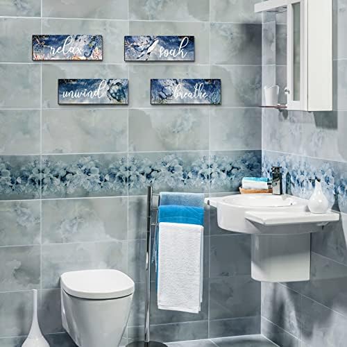 4 חתיכות אוקיינוס ​​עיצוב אמבטיה כחול הרפיה להשרות להירגע נושם קיר אמנות עץ חוף תמונות צב צב מטבח חדר שינה