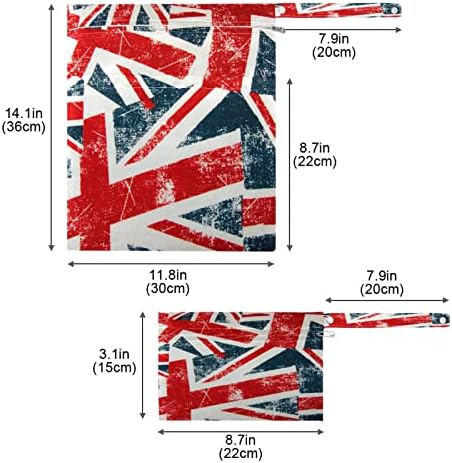 Tropicallife וינטג 'דפוס דגל בריטניה 2 יחידות שקית יבשה רטובה לבגד ים בגד ים דגל דגל דגל חיתול בד רטוב שקית אטום