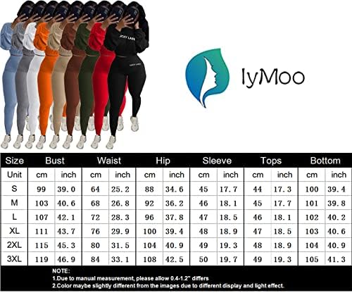 IYMOO נשים 2 תלבושות תלבושות סטיעה - יבול שרוול ארוך עליון מעץ + מכנסיים ארוכים רזים סט רצועת ריצה
