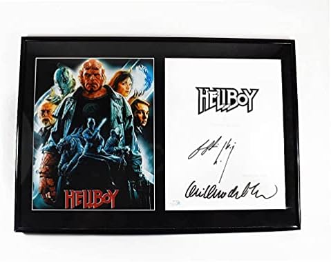 Hellboy Cast Perlman ודל טורו ממוסגר וממוסגר וכיסוי תסריט ותצלום חתום על חתימה חתום ACOA COA