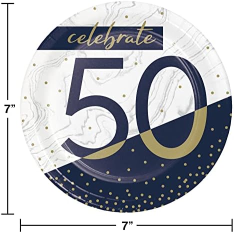 צלחות קינוח יום הולדת 50 של חיל הטרנד וזהב, 24 CT