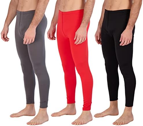 3 חבילה: שכבת בסיס תחתונים תרמיים של גברים מכנסי דחיסה מרופדים - זבוב פונקציונלי -ארוך ג'ון תחתון
