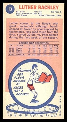 1969 Topps 13 Luther Rackley Cincinnati Royals-BSKB EX/MT Royals-BSKB Xavier