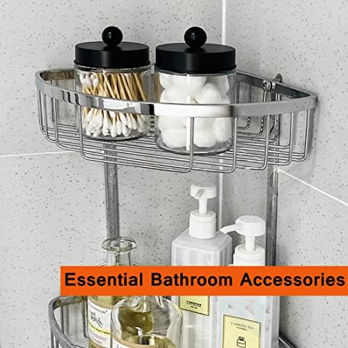 Goramio 2-חבילות אמבטיה צנצנות אחסון, צנצנות קטנות-מרקכיות עם מכסים, מחזיק QTIP זכוכית, מיכלי אמבטיה