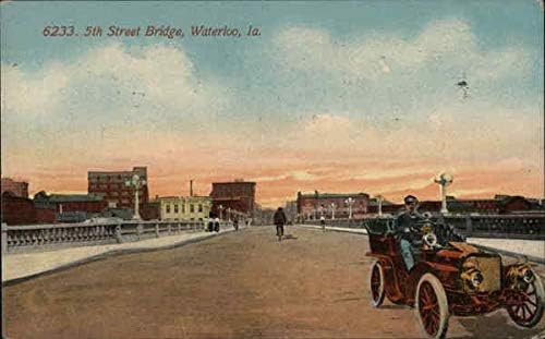גשר רחוב 5 ווטרלו, איווה דרך גלויה עתיקה מקורית 1914