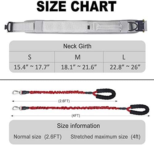 צווארון כלבים טקטי של פודיי וניילון מתכוונן צווארון K9 עם ידית, אבזם מתכת כבד שחרור מהיר ורצועת כלבים חזקה עם חוטים