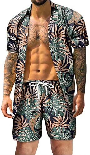 חליפת BMISEGM לגברים גברים קיץ אופנה פנאי הוואי חוף הים החוף דיגיטלי דפוס תלת מימד חולצה עם שרוולים