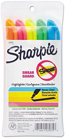 Sharpie 27075 מבטא כיס סגנון סימון סימון קצה צבעים מגוונים 5/סט