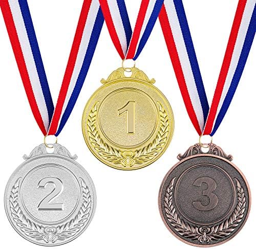 זוכה מתכת מוזהב מכסף מוזהב מדליות פרסי פרסי זוכה מתכת בסגנון אולימפי עם סרט צוואר, 2 אינץ '