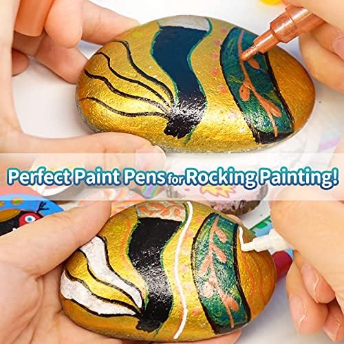 עטים לצבע אקרילי של Funto לציור סלע, ​​בד, עץ, בד, מתכת, קרמיקה, זכוכית, מלאכת גרוטאות, 12 צבעים