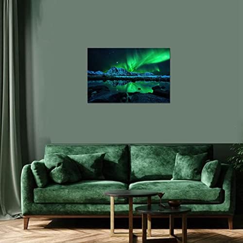 Jxbyjp אורות צפון ירוקים לחדר שינה קיד קיר אמנות נוף טבעי נוף יצירות אמנות צבעוניות אורורה תמונה סטודיו קיר