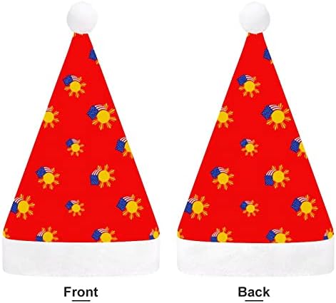 פיליפיני ואמריקאי דגל מצחיק חג המולד כובע סנטה קלאוס כובעי קצר קטיפה עם לבן חפתים עבור חג המולד חג מסיבת