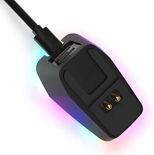 טעינה של עגינה עבור עכבר אלחוטי Razer עם 2 יציאות USB, אורות דינמיים צבעוניים וכבל סוג C, מתאימה