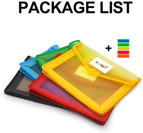 5 חבילה א4 תיקיות ארנק קובץ פלסטיק, מעטפת פולי להרחבה תיקיות קובץ תיקיות מסמכים ברורות עם כיס תווית & מגבר; לחצן