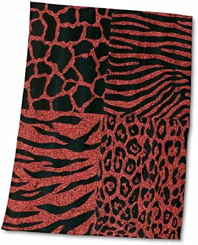 3drose הדפסים של בעלי חיים שחורים במגבת אדומה כהה, 15 x 22, לבן