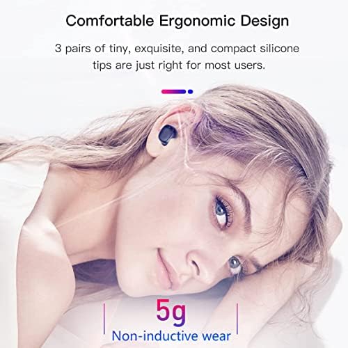 קנקו אמיתי אוזניות אלחוטיות ממש משקל קל 3 גרם, Bluetooth 5.2 ניצני אוזניים קטנים, מארז טעינה מהיר, IPX6 אטום למים,