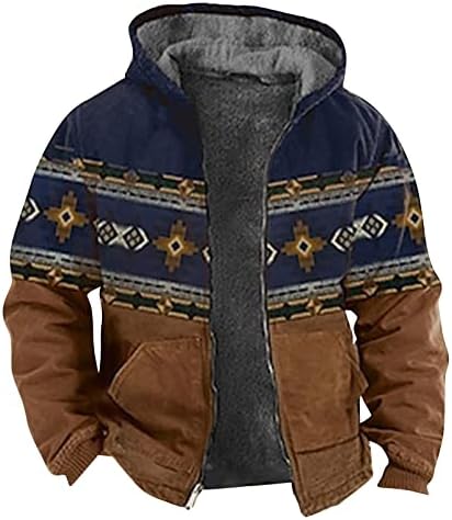מעילים לגברים הדפסה מזדמנת בהדפסת שרוול ארוך סוודר רוכסן חליפת כותנה עבה מעילי חורף