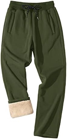 מכנסי צמר חורף של Faskunoie של גברים משקל כבד משקל כבד שרפה מרופדת מכנסי טרנינג מפעילים מכנסי