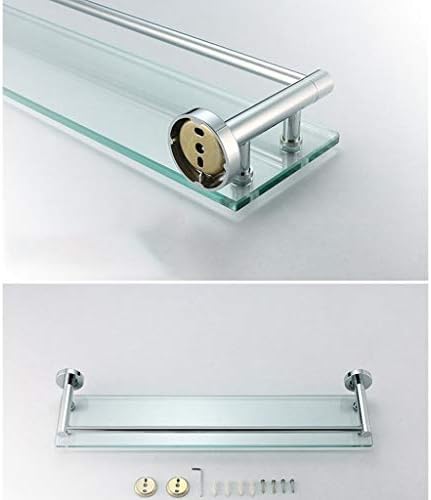 מדף פינת זכוכית מקלחת Zhanmam עם מעקה נירוסטה לקיר אמבטיה קיר רכוב ליטוש גימור קידוח 60 סמ/24 אינץ '0208
