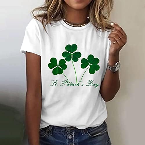סנט פטריק יום חולצה נשים קצר שרוול תלתן הדפסת טי חולצות אירי פסטיבל צוות צוואר שמרוק חולצות