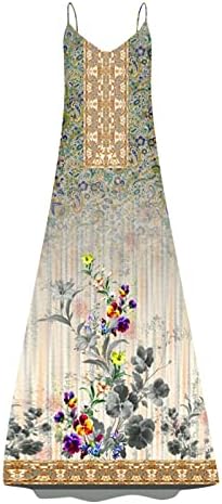 שמלות קיץ טיקוי לנשים 2023 רצועות ספגטי עם צוואר שמלת מקסי שמלות הדפס בוהמי שמלת קיץ חוף מזדמן