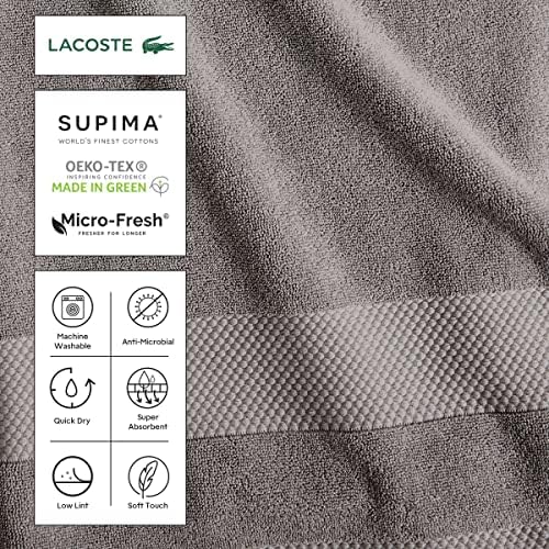 Lacoste Heritage Supima Cotton Wash בד, מיקרו -שבב, 13 x 13