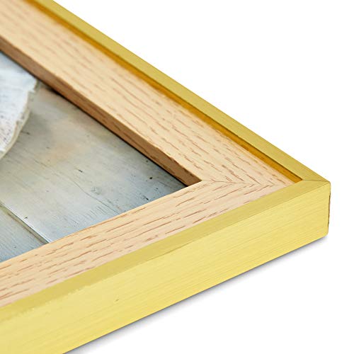 סט מסגרת צילום זהב - 5 חלקים - כיסוי זכוכית - גימור זהב מעץ - מסגרות גלריה תלויות - עיצוב קיר אלגנטי -