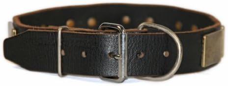 דין וטיילר פליז צלחת צווארון כלבים - חומרת ניקל - שחור - גודל 16 x 1 1/2 רוחב. מתאים לגודל הצוואר 14