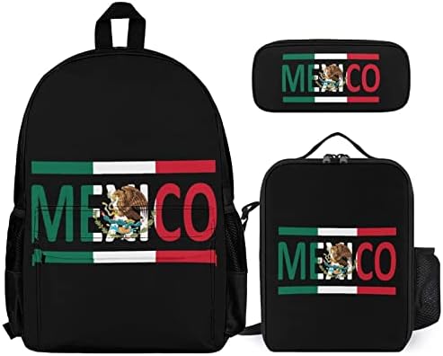 דגל מקסיקני 3 יחידות תרמיל סט תרמיל חמוד חבילת כתף תיק כתף ארוחת צהריים עפרונות מקרים
