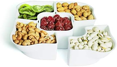 קופסת מגש ממתקים עם מכסה ו -5 תאים נשלפים, 9.75 על 9.75, לפינוקי ממתקים, חטיפים ופירות